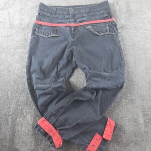 Y2K Marithe Francois Girbaud Jeans Mens 38 Dark Wash Zipper Strap Baggy Taper